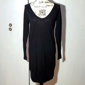 Banana Republic- NEW! Women's Black extra fine Merino Wool boat neck Dress Sz. S